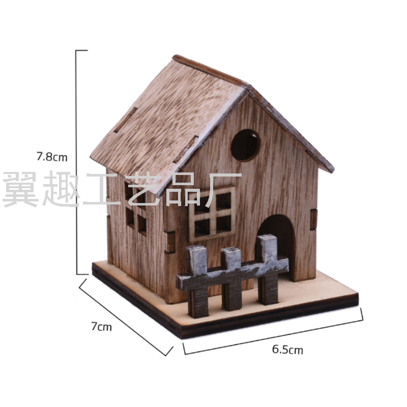 Christmas Crafts Luminous Cabin Wooden Small House with Lights Christmas Tree Decoration Pendant Wholesale