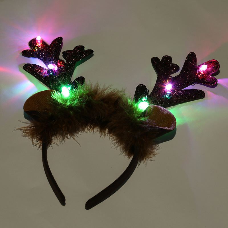 New Glowing Elk Headband Hair Accessories Cartoon Christmas Head Band Party Show Dress up Six Lights Antlers Headband Wholesale New Glowing Elk Headband Hair Accessories Cartoon Christmas Head Band Party Show Dress up Six Lights Antlers Headband Wholesale