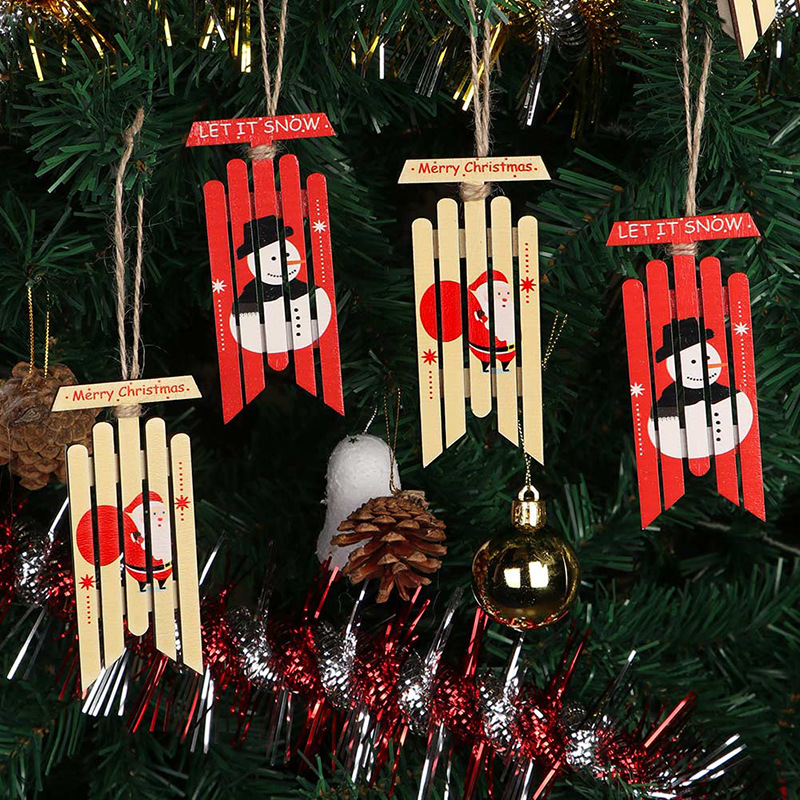New Spot Christmas Decoration Supplies Home Shopping Mall Christmas Tree Dress up Wooden Snowman Old Man Christmas Hanging Decoration