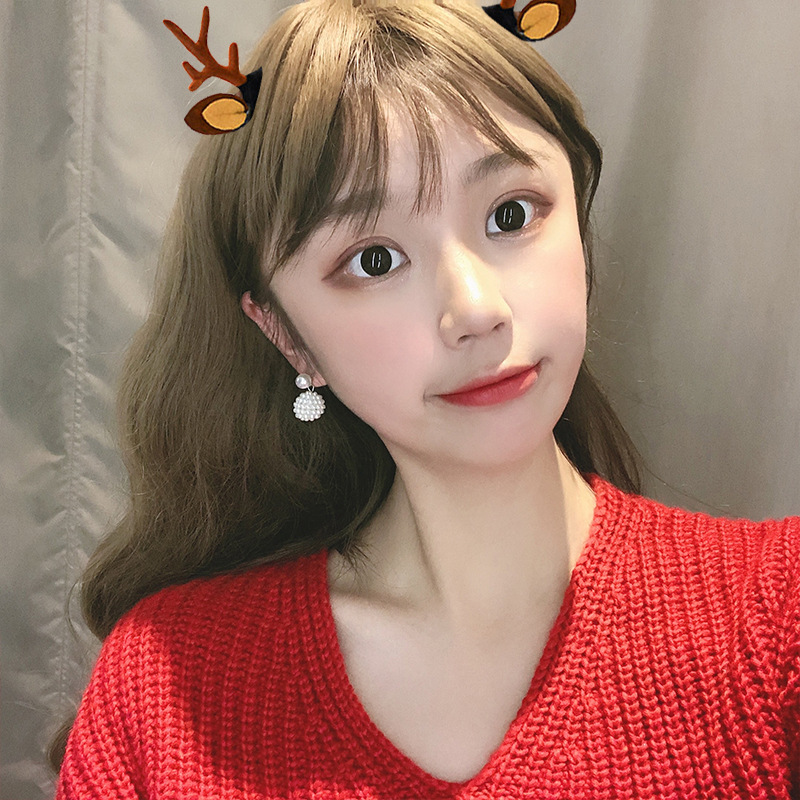 Christmas Barrettes New Plush Christmas Flocking Elk Horn Hairpin Hair Ornaments Children&#039;s Festival Dress up Headwear Wholesale