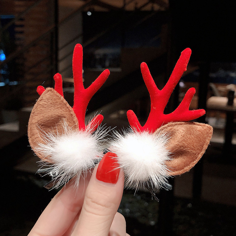 Christmas Barrettes New Plush Christmas Flocking Elk Horn Hairpin Hair Ornaments Children's Festival Dress up Headwear Wholesale Christmas Barrettes New Plush Christmas Flocking Elk Horn Hairpin Hair Ornaments Children's Festival Dress up Headwear Wholesale