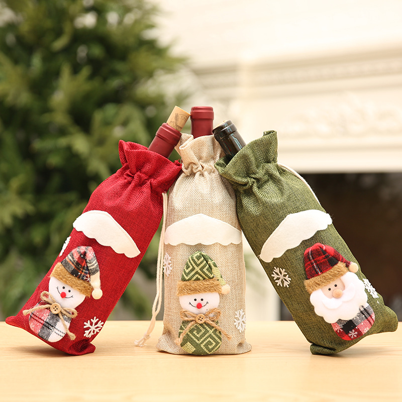 2019 Christmas New Champagne Wine Bottle Cover Red Wine Bottle Table Dress
