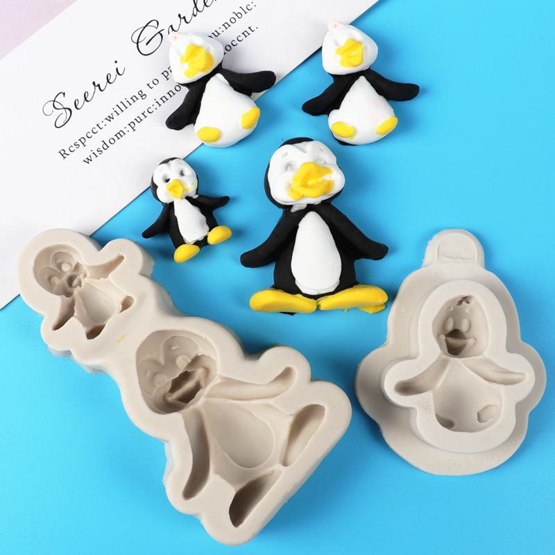 Christmas Dress up Silicone Mold Fondant Penguin Cake Mold DIY Crystal Glue Mold Baking Tool