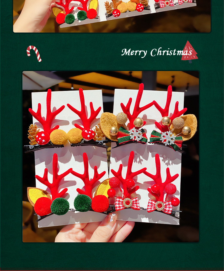 New Christmas New Year's Day Antlers Cartoon Hairpin Headdress Children's Hairpin Dress up Cute Student Online Red Female Clip