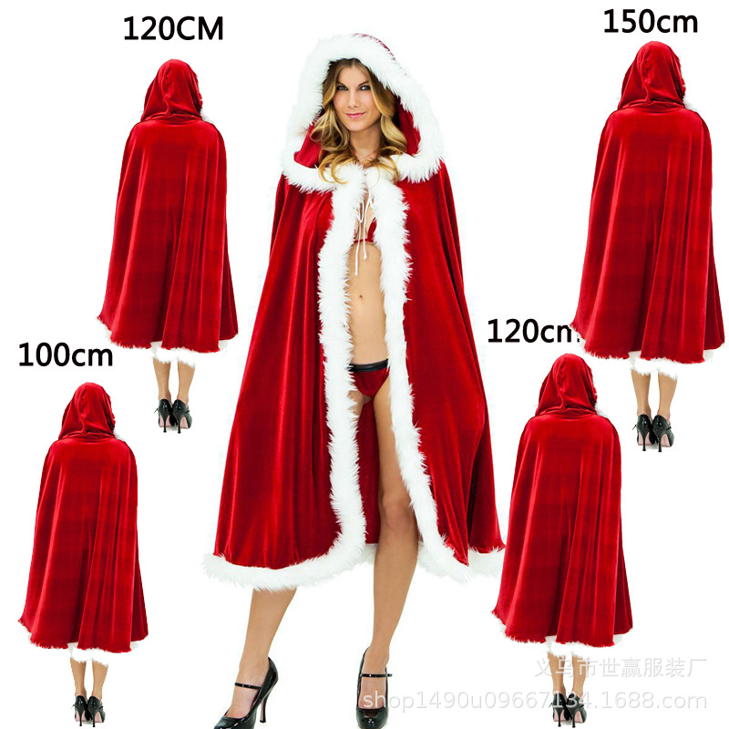 New Christmas cape children&#039;s cape dress up clothing Europe and the United States popular red adult Santa Claus cape