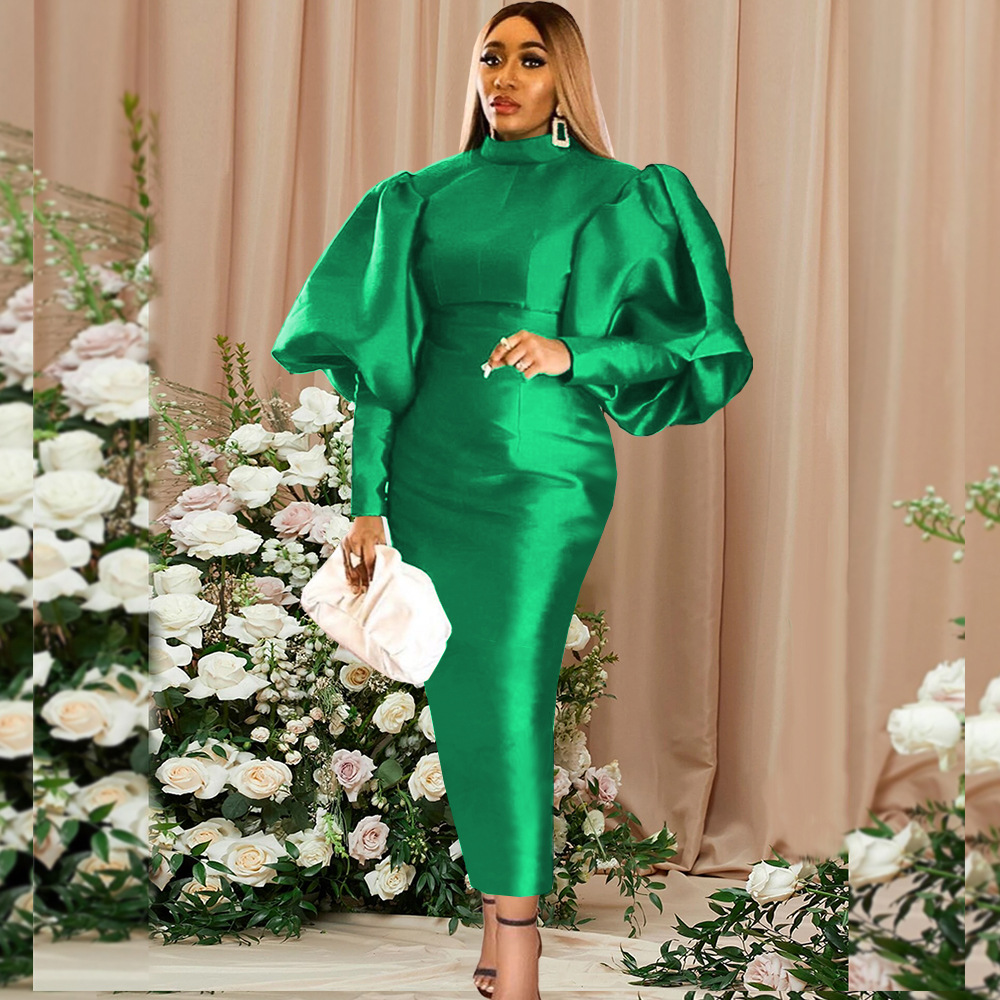 Green Puff Sleeve Christmas Dress Banquet Evening Dress plus Size Women's Dress Long Dress Party Dress Green Puff Sleeve Christmas Dress Banquet Evening Dress plus Size Women's Dress Long Dress Party Dress