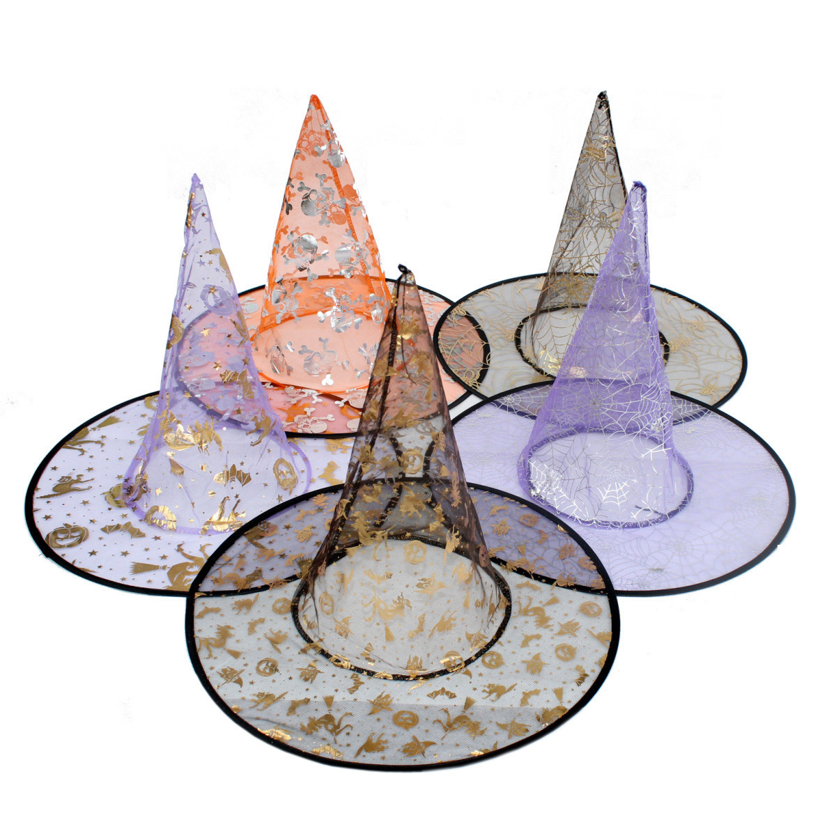Halloween Single Layer Bronzing Yarn Cap Children Adult Wizard&#039;s Hat Cosplay Supplies Witch Hat Witch Hat Wholesale