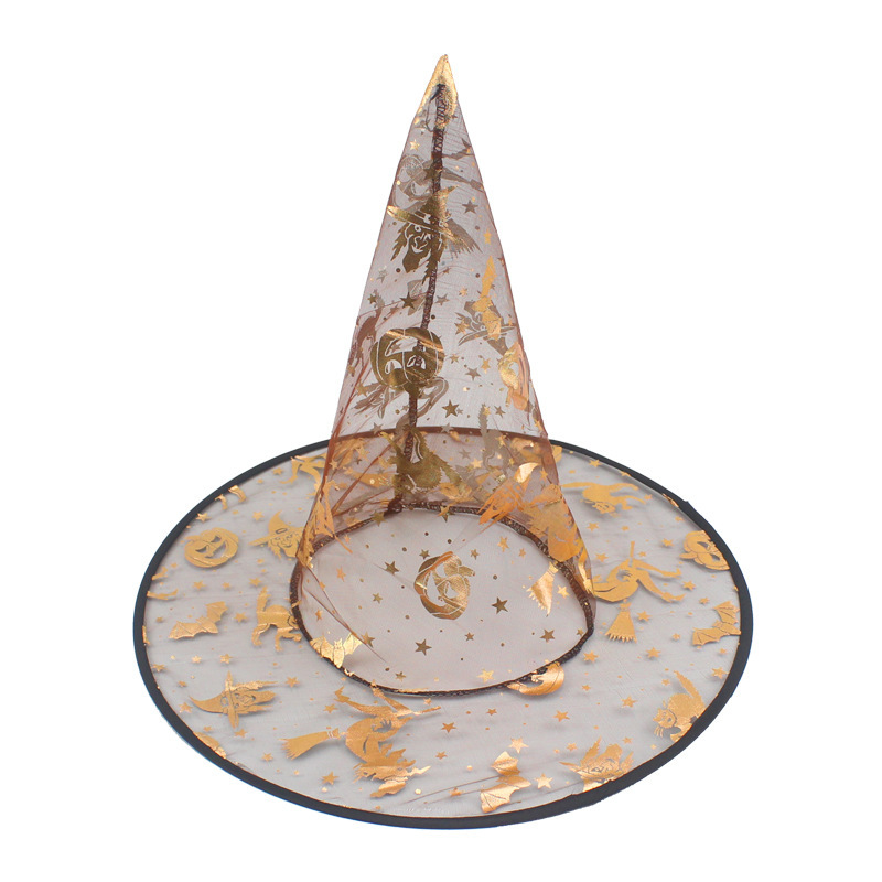 Halloween Single Layer Bronzing Yarn Cap Children Adult Wizard&#039;s Hat Cosplay Supplies Witch Hat Witch Hat Wholesale