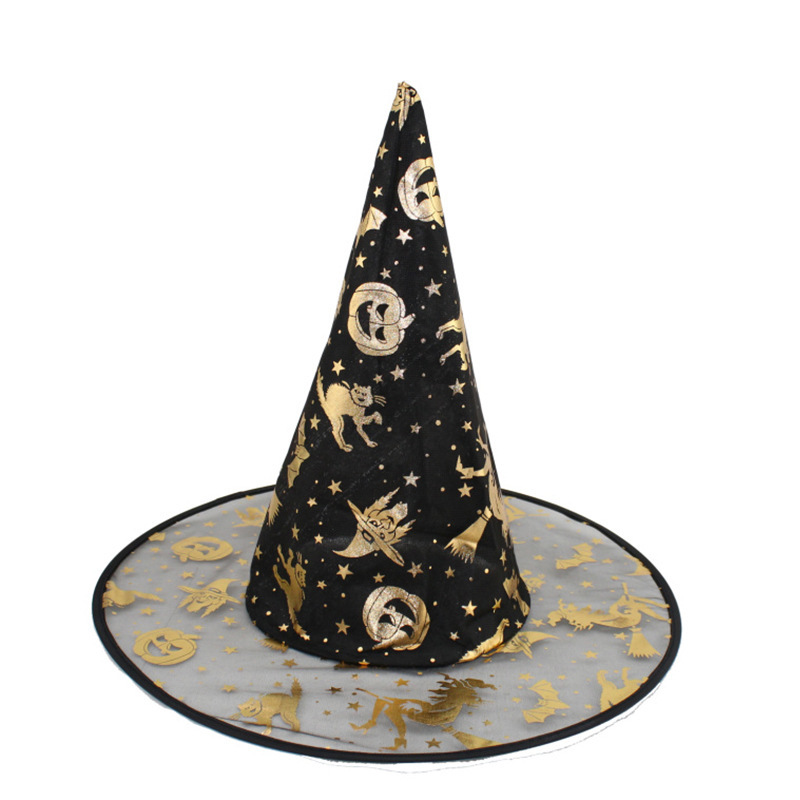 Halloween Single Layer Bronzing Yarn Cap Children Adult Wizard&#039;s Hat Cosplay Supplies Witch Hat Witch Hat Wholesale