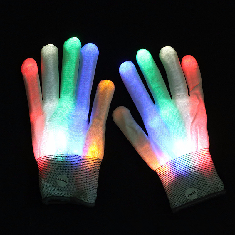 Christmas and Halloween led light gloves colorful glitter adult finger light gloves dance party supplies