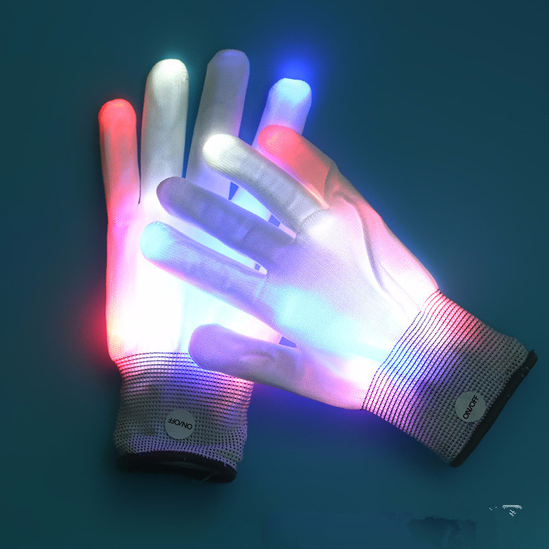 Christmas and Halloween led light gloves colorful glitter adult finger light gloves dance party supplies