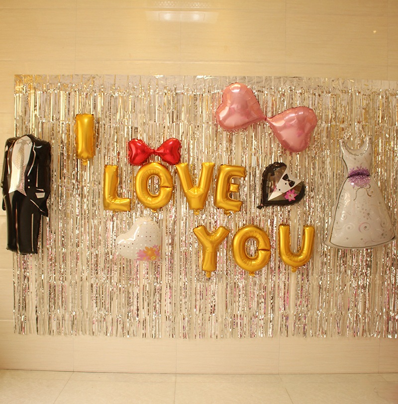 Tinsel Curtain Halloween Wedding Birthday Party Layout Supplies Wedding Room Background Decoration Curtain of Rain 1 M * 2 M