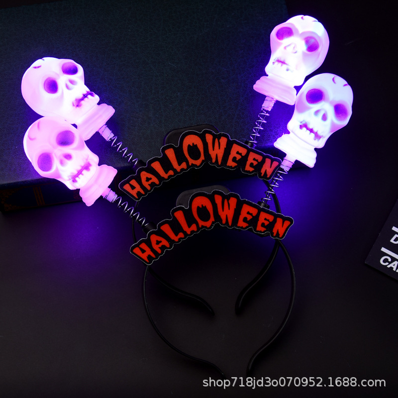 Halloween Lighting Head Band Party Party Cheering Props Masquerade Supplies Flash Pumpkin Ghost Head Manufacturer