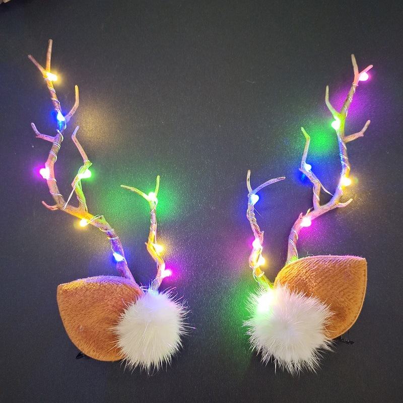 Christmas Luminous Barrettes Simulation Branch Luminous Toys Halloween Headdress Christmas Party Supplies Wholesale