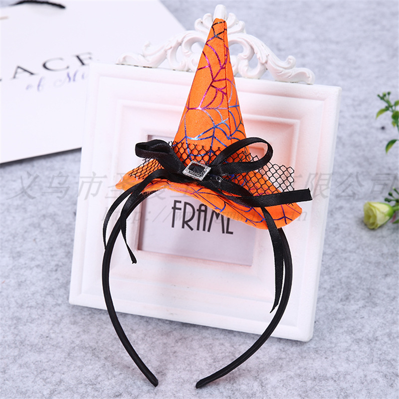 Halloween witch headband Pumpkin Witch hat decoration supplies Spider Web head clasp hot style hot sale promotion