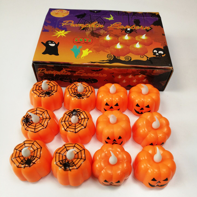 Halloween Ghost Festival Pumpkin Lamp Venue Layout Props LED Electronic Candle Decoration Supplies Skull Small Night Lamp