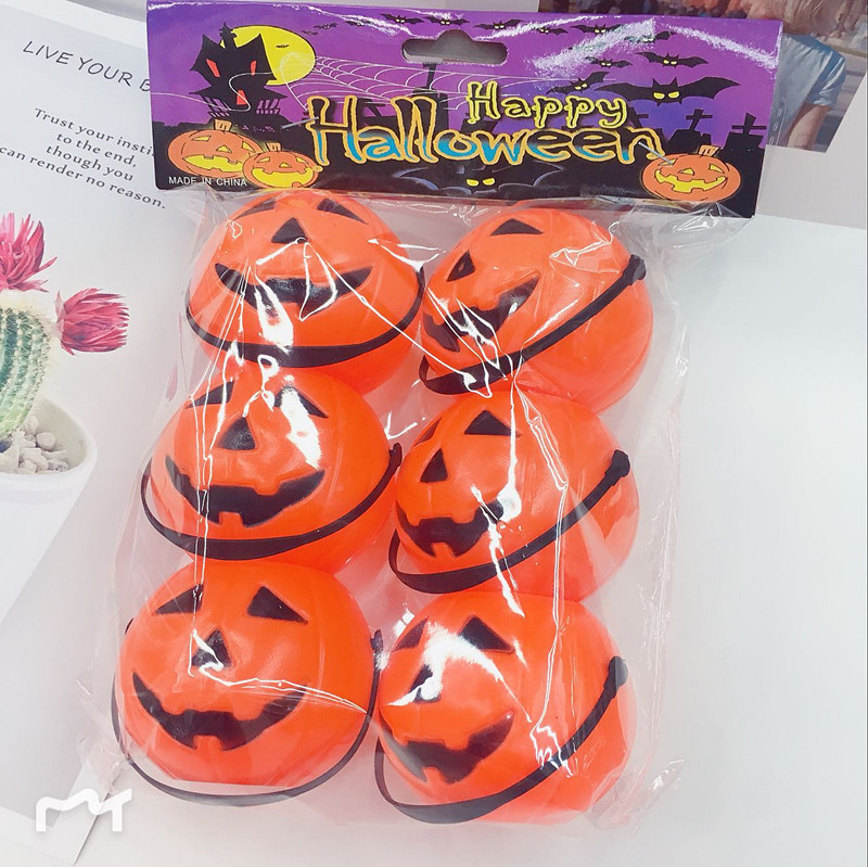 6 Bags Small Pumpkin Halloween Ghost Festival Small Pumpkin Decoration Supplies Pumpkin Bucket Pumpkin Lamp