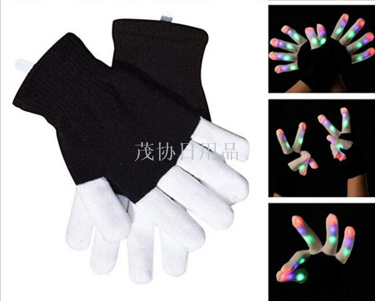 Led light gloves stage performance glove colorful costumes props bright led light Halloween Christmas supplies