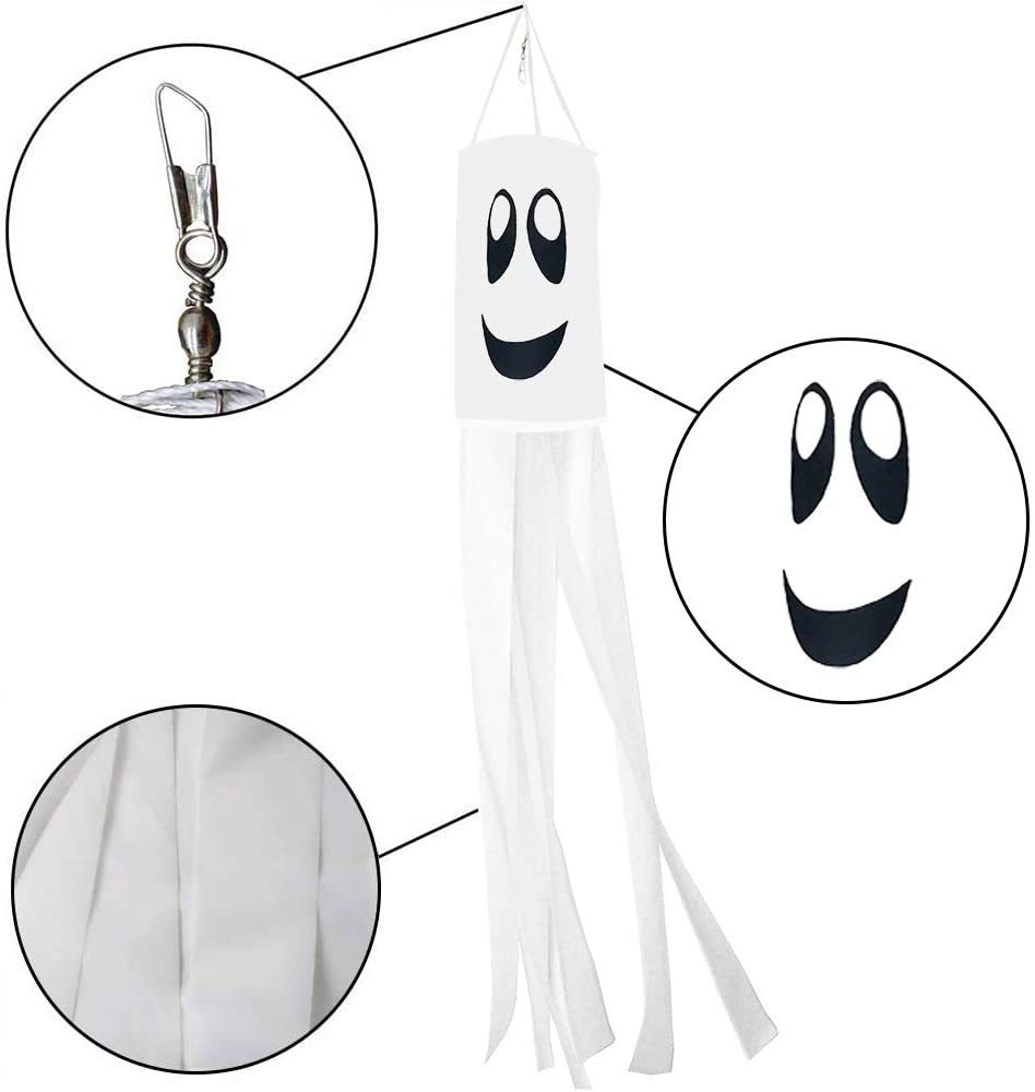 Cross-Border Hanging Ghost Garden Decoration Holiday Party Supplies Halloween Pumpkin Wind Vane Wind Turn Ghost Hair Dryer Flag