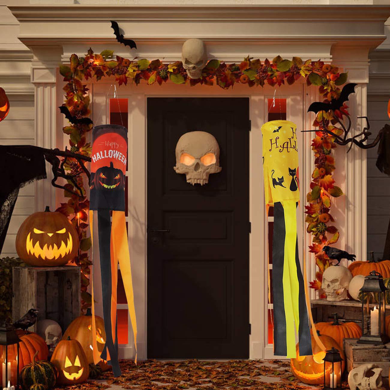 Cross-Border Hanging Ghost Garden Decoration Holiday Party Supplies Halloween Pumpkin Wind Vane Wind Turn Ghost Hair Dryer Flag
