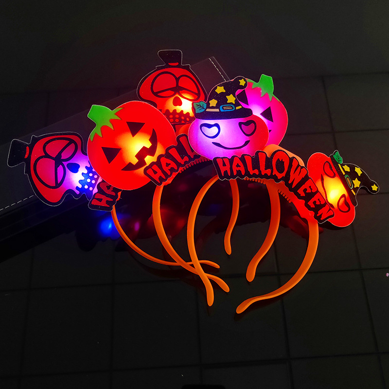 Halloween Pumpkin Ghost Head Buckle Stage Performance Supplies Ghost Festival Party Headdress Luminous Skull Headband Headband Props Halloween Pumpkin Ghost Head Buckle Stage Performance Supplies Ghost Festival Party Headdress Luminous Skull Headband Headband Props