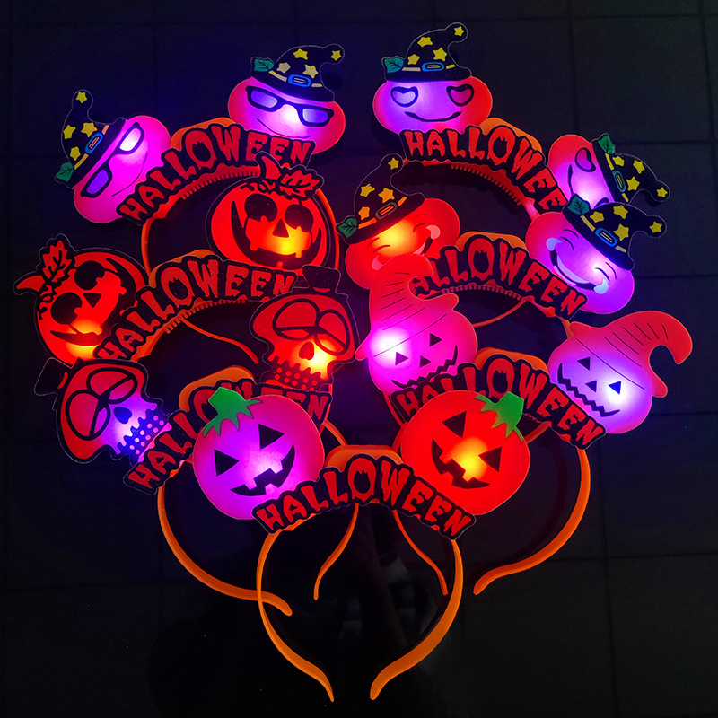 Halloween Pumpkin Ghost Head Buckle Stage Performance Supplies Ghost Festival Party Headdress Luminous Skull Headband Headband Props Halloween Pumpkin Ghost Head Buckle Stage Performance Supplies Ghost Festival Party Headdress Luminous Skull Headband Headband Props