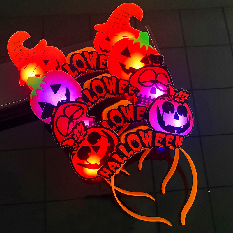 Halloween Pumpkin Ghost Head Buckle Stage Performance Supplies Ghost Festival Party Headdress Luminous Skull Headband Headband Props Halloween Pumpkin Ghost Head Buckle Stage Performance Supplies Ghost Festival Party Headdress Luminous Skull Headband Headband Props