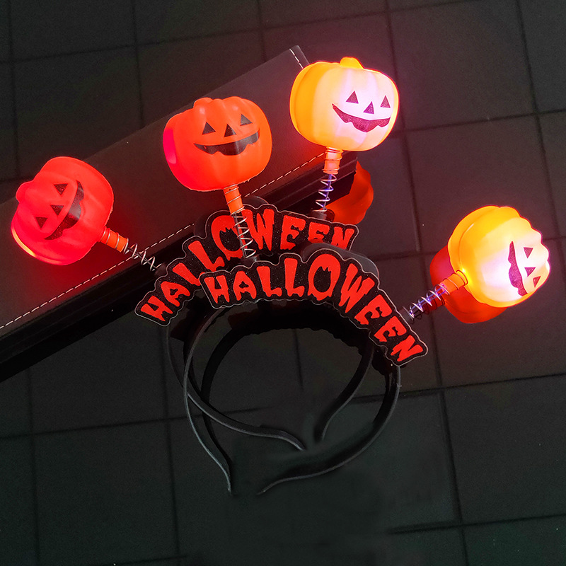 Halloween Pumpkin Ghost Head Buckle Stage Performance Supplies Ghost Festival Party Headdress Luminous Skull Headband Headband Props Halloween Pumpkin Ghost Head Buckle Stage Performance Supplies Ghost Festival Party Headdress Luminous Skull Headband Headband Props