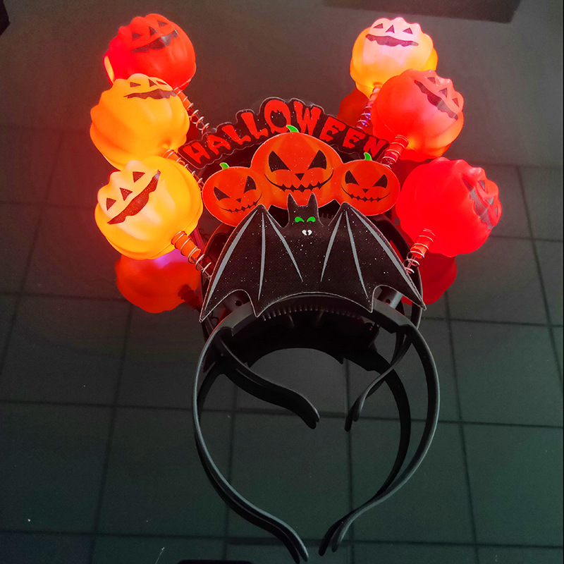 Halloween Pumpkin Ghost Head Buckle Stage Performance Supplies Ghost Festival Party Headdress Luminous Skull Headband Headband Props Halloween Pumpkin Ghost Head Buckle Stage Performance Supplies Ghost Festival Party Headdress Luminous Skull Headband Headband Props