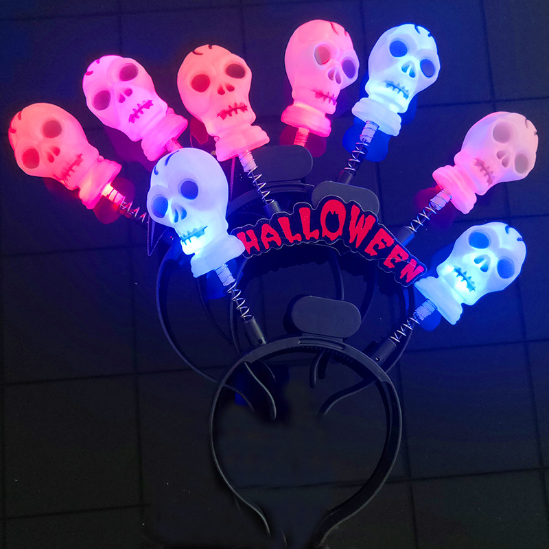 Halloween Pumpkin Ghost Head Buckle Stage Performance Supplies Ghost Festival Party Headdress Luminous Skull Headband Headband Props Halloween Pumpkin Ghost Head Buckle Stage Performance Supplies Ghost Festival Party Headdress Luminous Skull Headband Headband Props