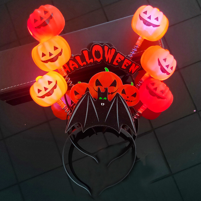 Halloween Pumpkin Ghost Head Buckle Stage Performance Supplies Ghost Festival Party Headdress Luminous Skull Headband Headband Props Halloween Pumpkin Ghost Head Buckle Stage Performance Supplies Ghost Festival Party Headdress Luminous Skull Headband Headband Props
