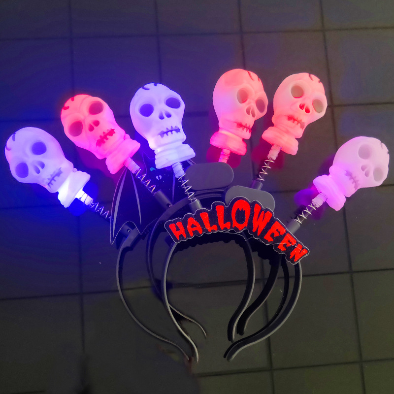 Halloween Pumpkin Ghost Head Buckle Stage Performance Supplies Ghost Festival Party Headdress Luminous Skull Headband Headband Props Halloween Pumpkin Ghost Head Buckle Stage Performance Supplies Ghost Festival Party Headdress Luminous Skull Headband Headband Props