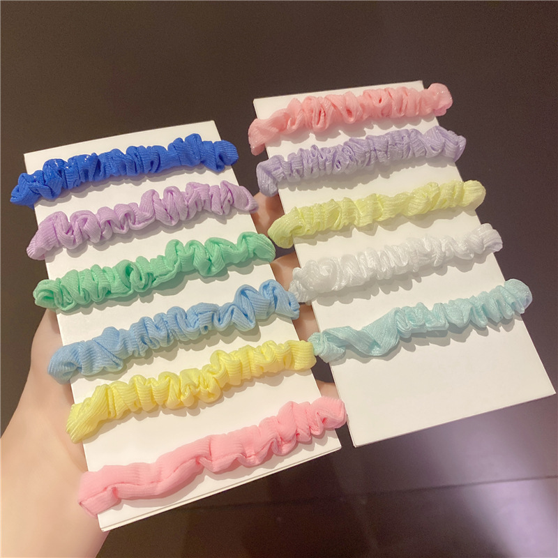 BM Style Plaid Fine Pork Intestine Hair Band Ins Set Korean Trumpet Simplicity Girl Intestine Ring Headband Set
