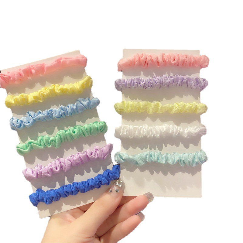 BM Style Plaid Fine Pork Intestine Hair Band Ins Set Korean Trumpet Simplicity Girl Intestine Ring Headband Set