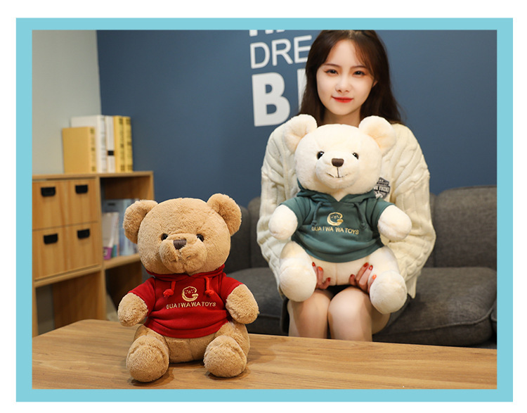 Cute Trumpet Sitting Sweater Bear Doll Soft and Adorable Dressing Teddy Bear Doll Children Sleeping Pillow on Bed Ragdoll