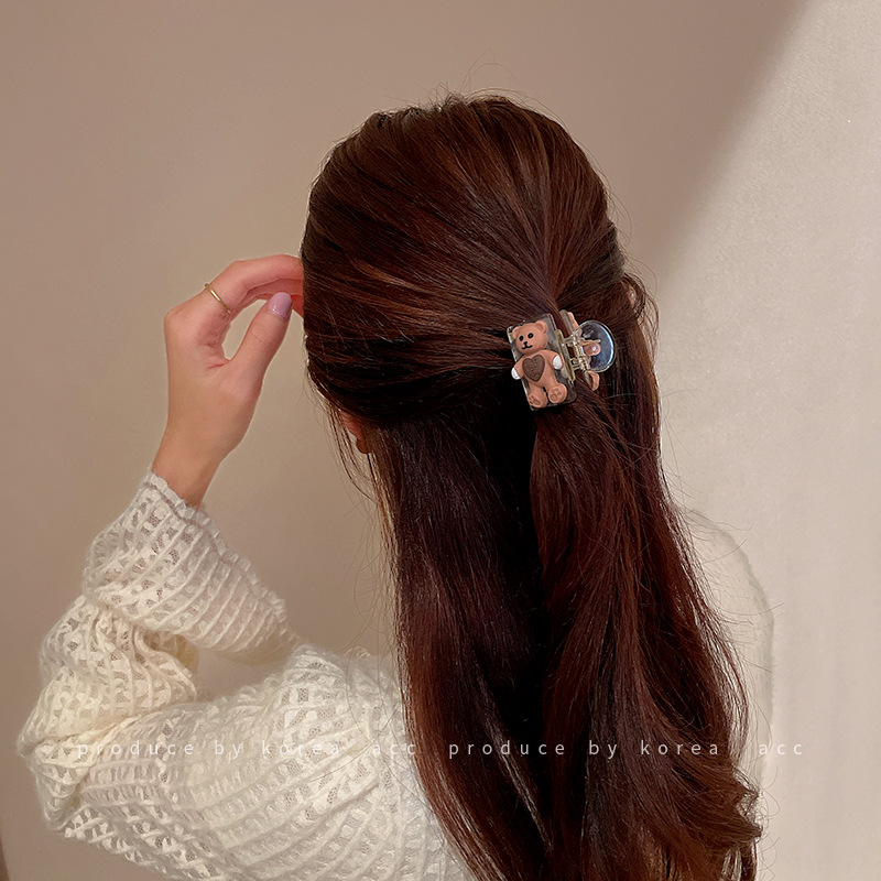 Korean Trumpet Bangs Head Clip Milk Coffee Color Series Cropped Hair Clip Small Jaw Clip New Japanese Cute Bear Hair Accessories Headdress