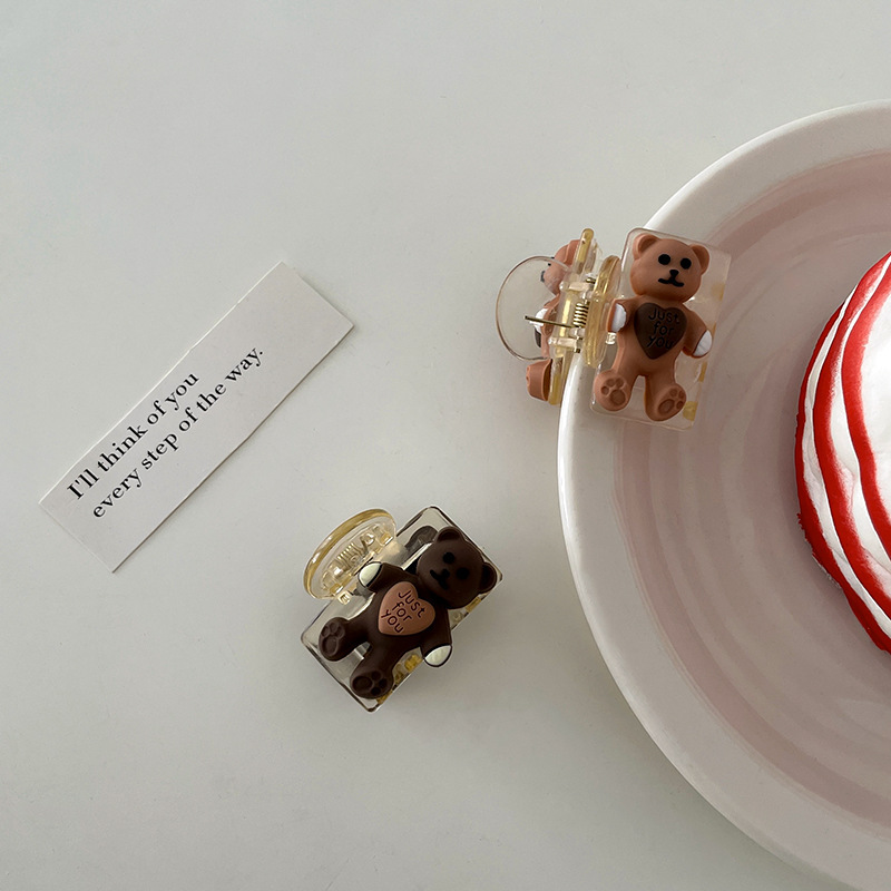 Korean Trumpet Bangs Head Clip Milk Coffee Color Series Cropped Hair Clip Small Jaw Clip New Japanese Cute Bear Hair Accessories Headdress