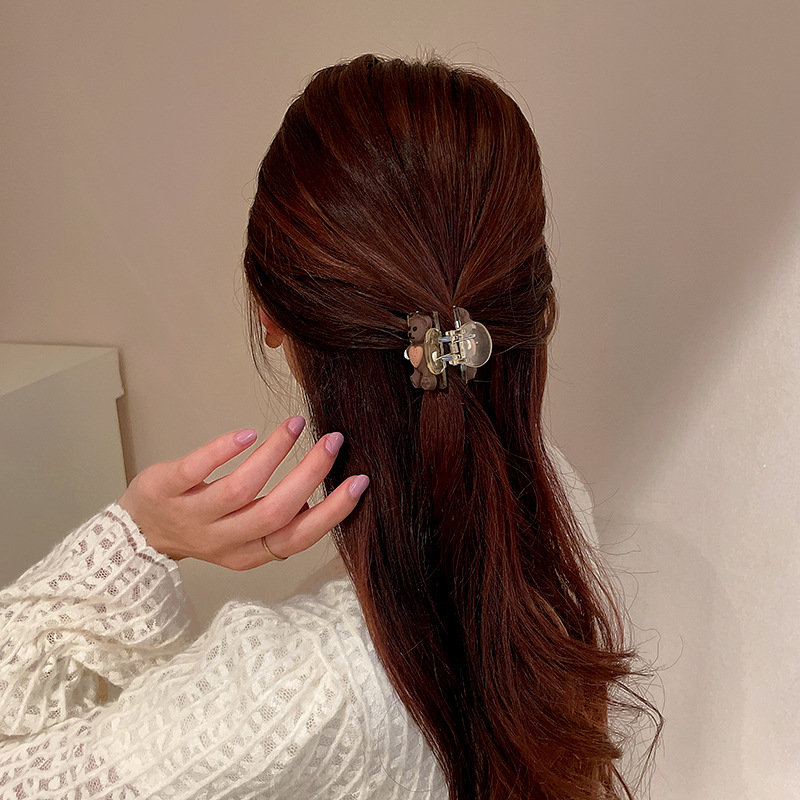 Korean Trumpet Bangs Head Clip Milk Coffee Color Series Cropped Hair Clip Small Jaw Clip New Japanese Cute Bear Hair Accessories Headdress
