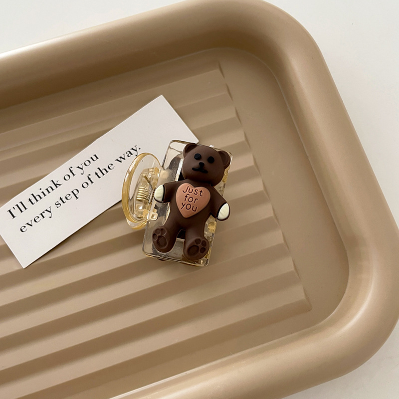 Korean Trumpet Bangs Head Clip Milk Coffee Color Series Cropped Hair Clip Small Jaw Clip New Japanese Cute Bear Hair Accessories Headdress