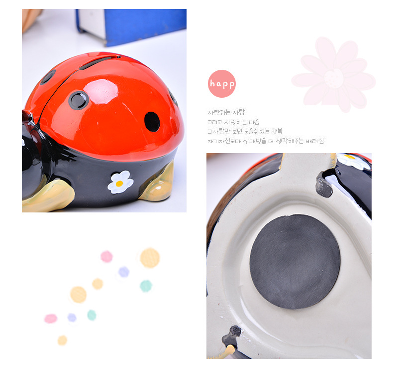 2017 hot sale creative red trumpet beetle piggy bank for children's toy ceramic crafts piggy bank.
