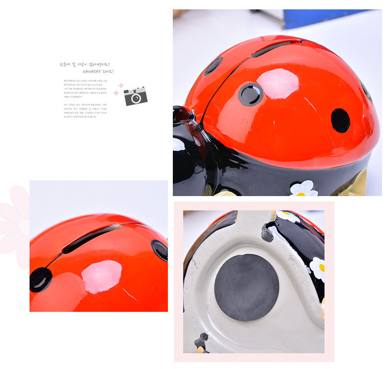 2017 hot sale creative red trumpet beetle piggy bank for children's toy ceramic crafts piggy bank.