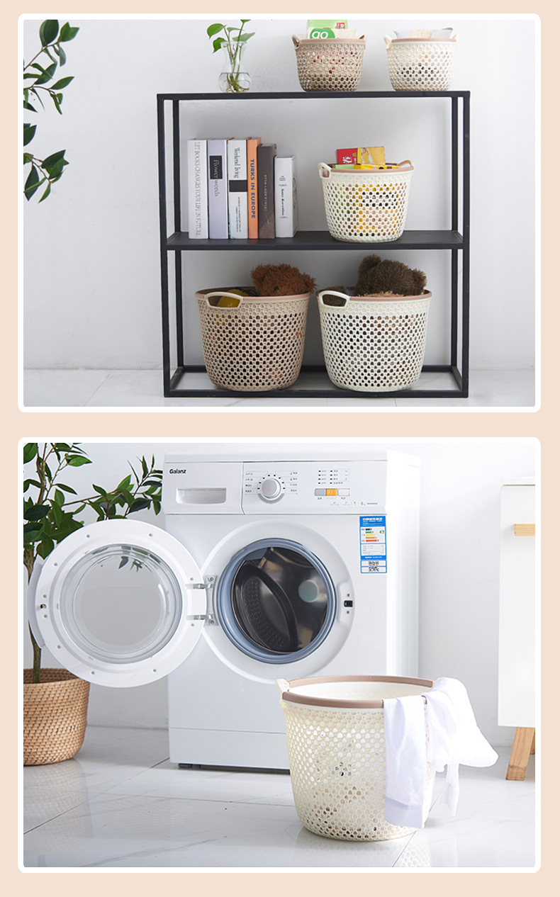 Trumpet imitation wool line hollow out wash basket bathroom dirty clothes basket children toy basket