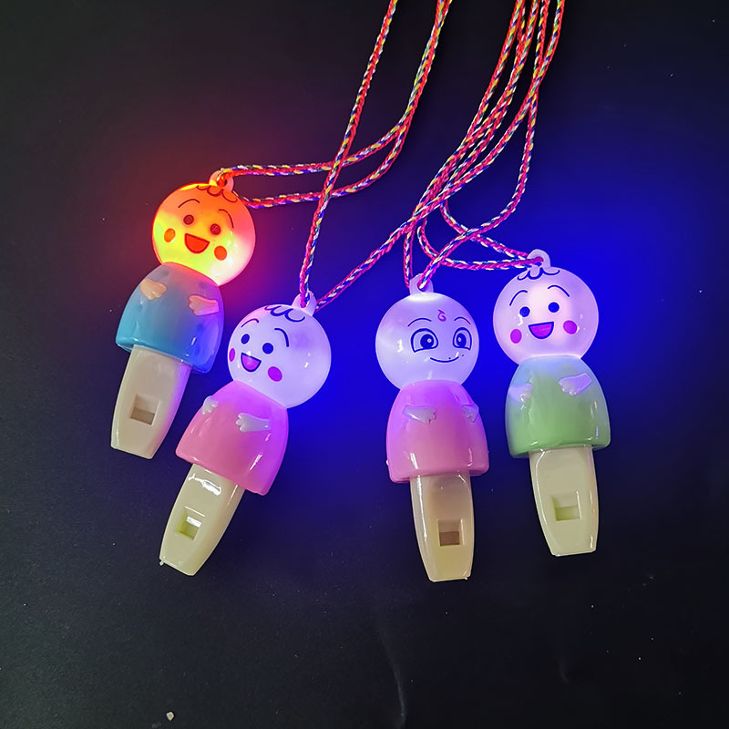 WeChat Merchants Scan Code to Push Small Gifts Kindergarten Prizes Luminous Whistle Keychain Pendant Stall Toys Wholesale