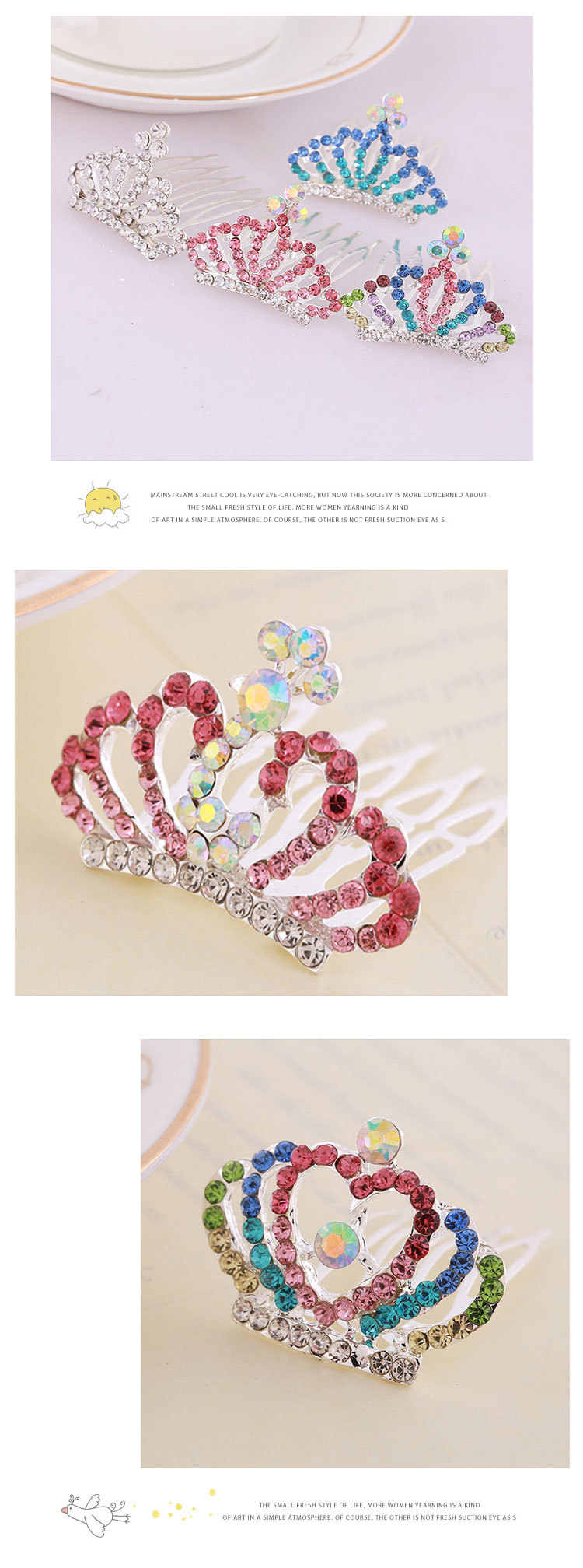 Korean Style Children's Small Crown Princess Birthday Crown Children's Hair Accessories Headdress Cute Princess Crown Headdress Hair Comb