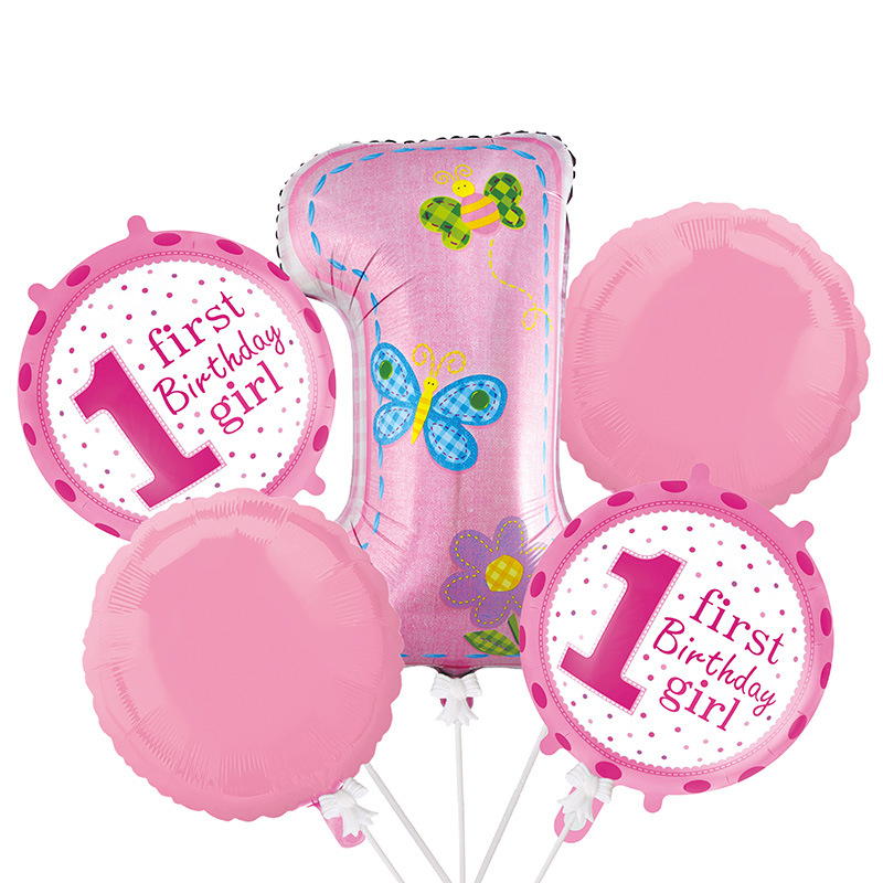 Baby Full-Year Birthday Decorative Balloon Crown Number Shaped Aluminum Foil Balloon Set Baby Boy and Baby Girl Balloon Combo Wholesale