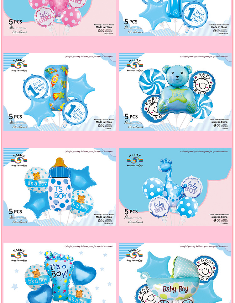 Baby Full-Year Birthday Decorative Balloon Crown Number Shaped Aluminum Foil Balloon Set Baby Boy and Baby Girl Balloon Combo Wholesale