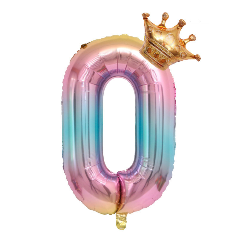Gradient Color Crown Digital Balloon Children's Birthday Decoration Balloon Digital Crown Aluminum Film Balloon Gradient Color Crown Digital Balloon Children's Birthday Decoration Balloon Digital Crown Aluminum Film Balloon