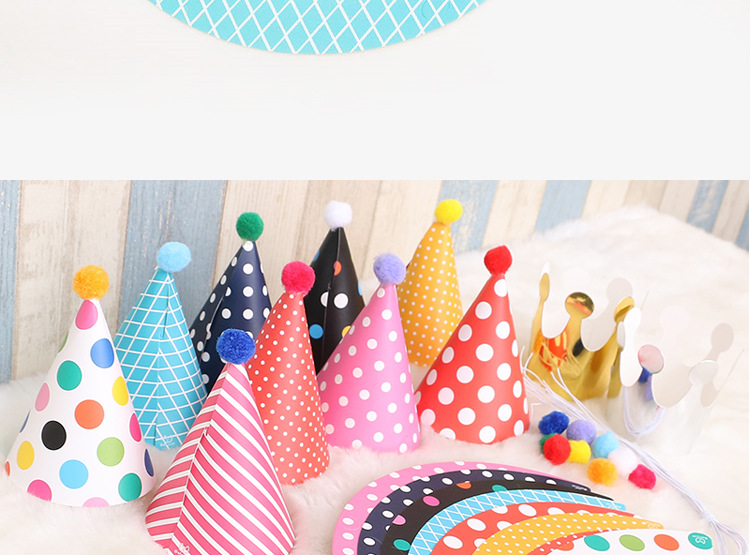 Birthday Party Polka Dot Pompon Party Hat Crown Hat Set Baby Full-Year One Month Old Photo Props Birthday Crown Birthday Party Polka Dot Pompon Party Hat Crown Hat Set Baby Full-Year One Month Old Photo Props Birthday Crown