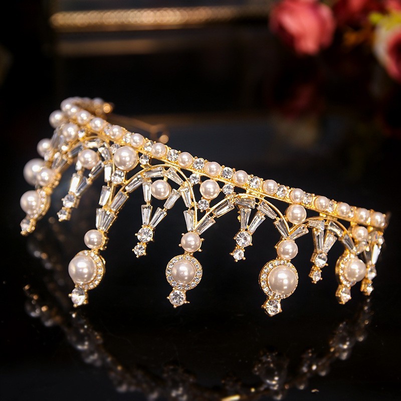 Wedding Crown Headdress Luxury Pearl Wedding Dress Hair Accessories Birthday Online Red Wedding Crown Crown Hairpin Wedding Crown Headdress Luxury Pearl Wedding Dress Hair Accessories Birthday Online Red Wedding Crown Crown Hairpin
