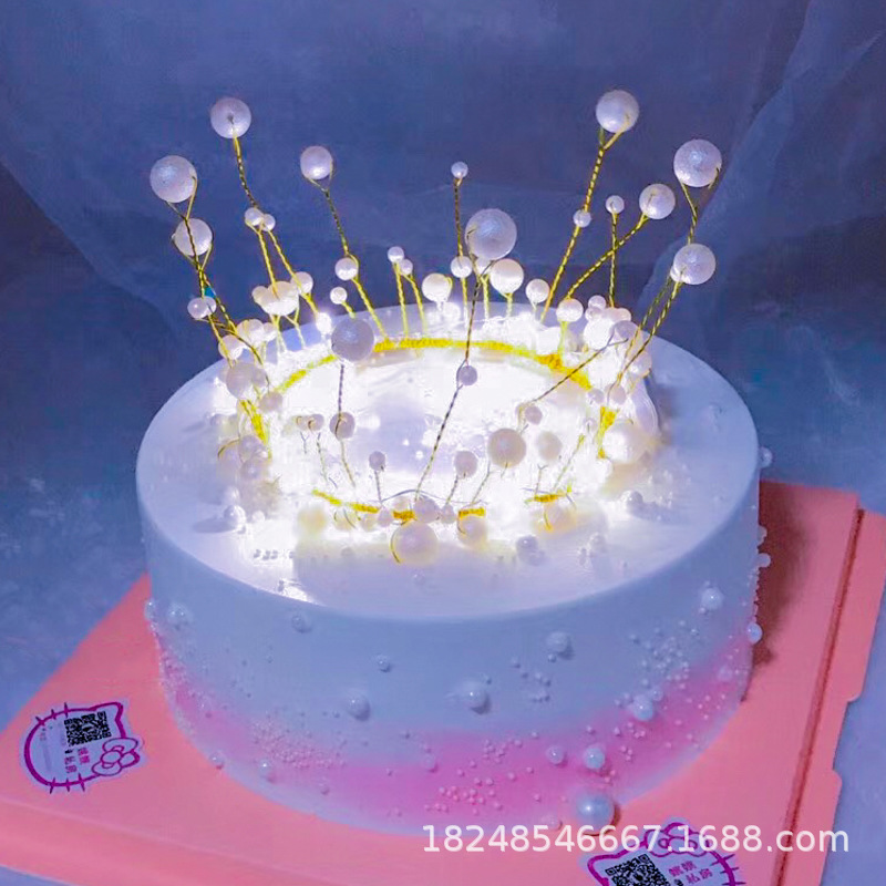 Factory Direct Handmade round Pearl Crown Cake Decoration Red Bright Frosted with Light Optional Birthday Crown Factory Direct Handmade round Pearl Crown Cake Decoration Red Bright Frosted with Light Optional Birthday Crown